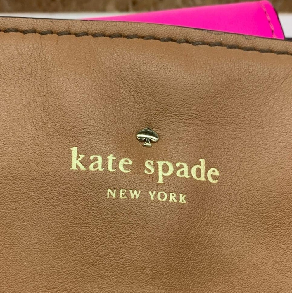Kate Spade Bright Spot Avenue Grayce Leather Tote Cognac Brown & Pink - Picture 12 of 13